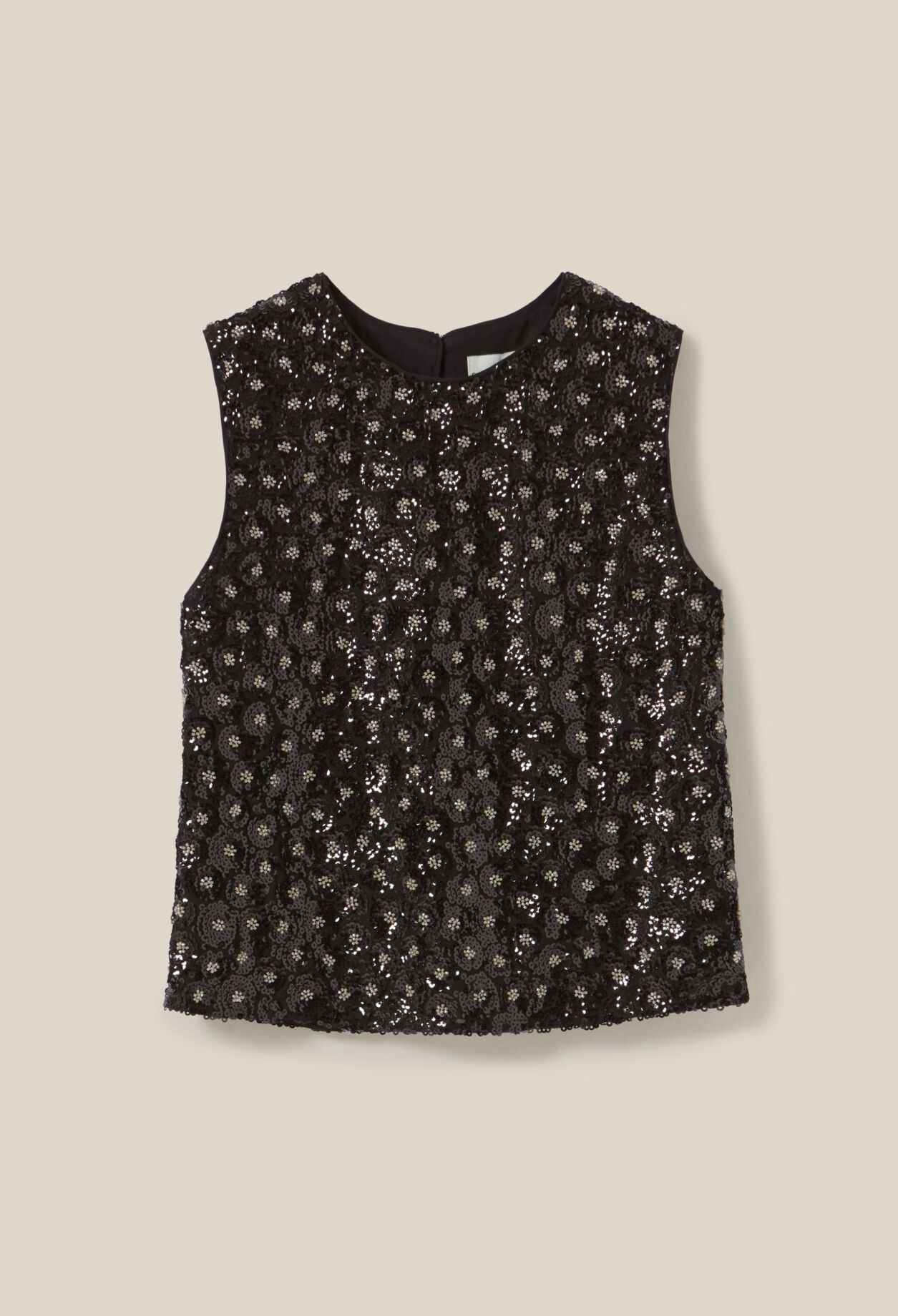Schwarzes Top Paillettenstickerei