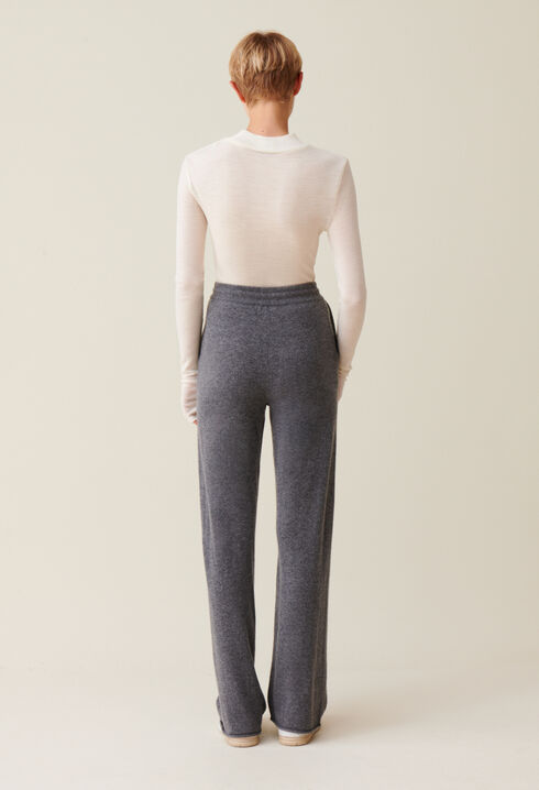 Pantalon fluide cachemire gris