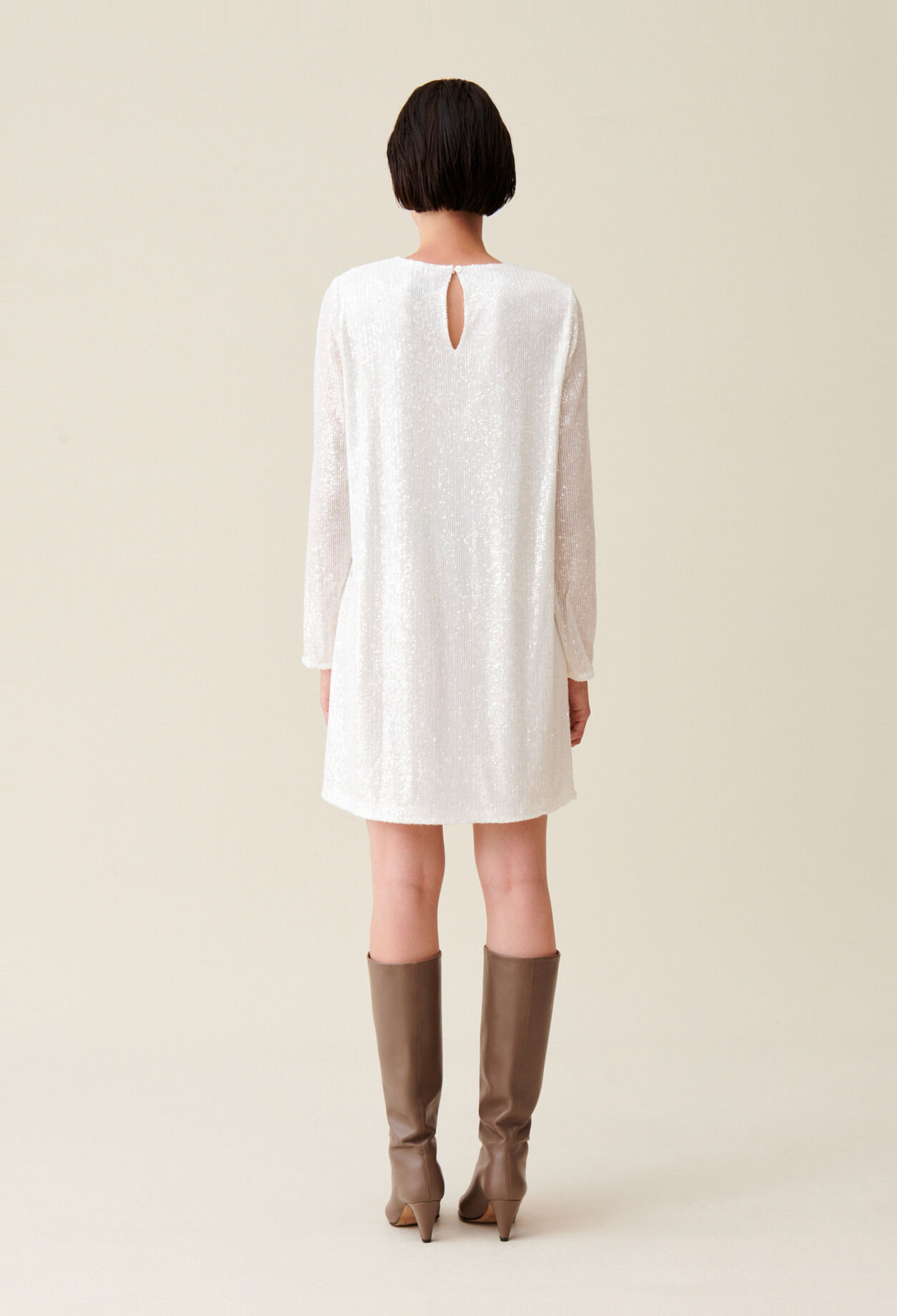 Rififi short ecru dress with sequins