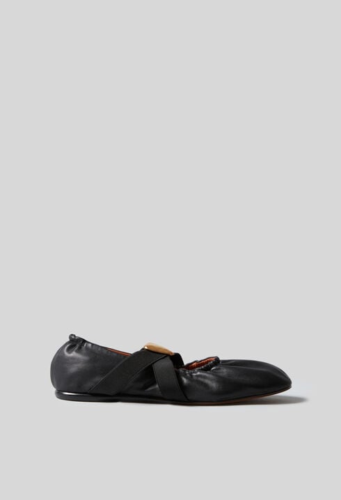 Ballerines cuir cœur doré