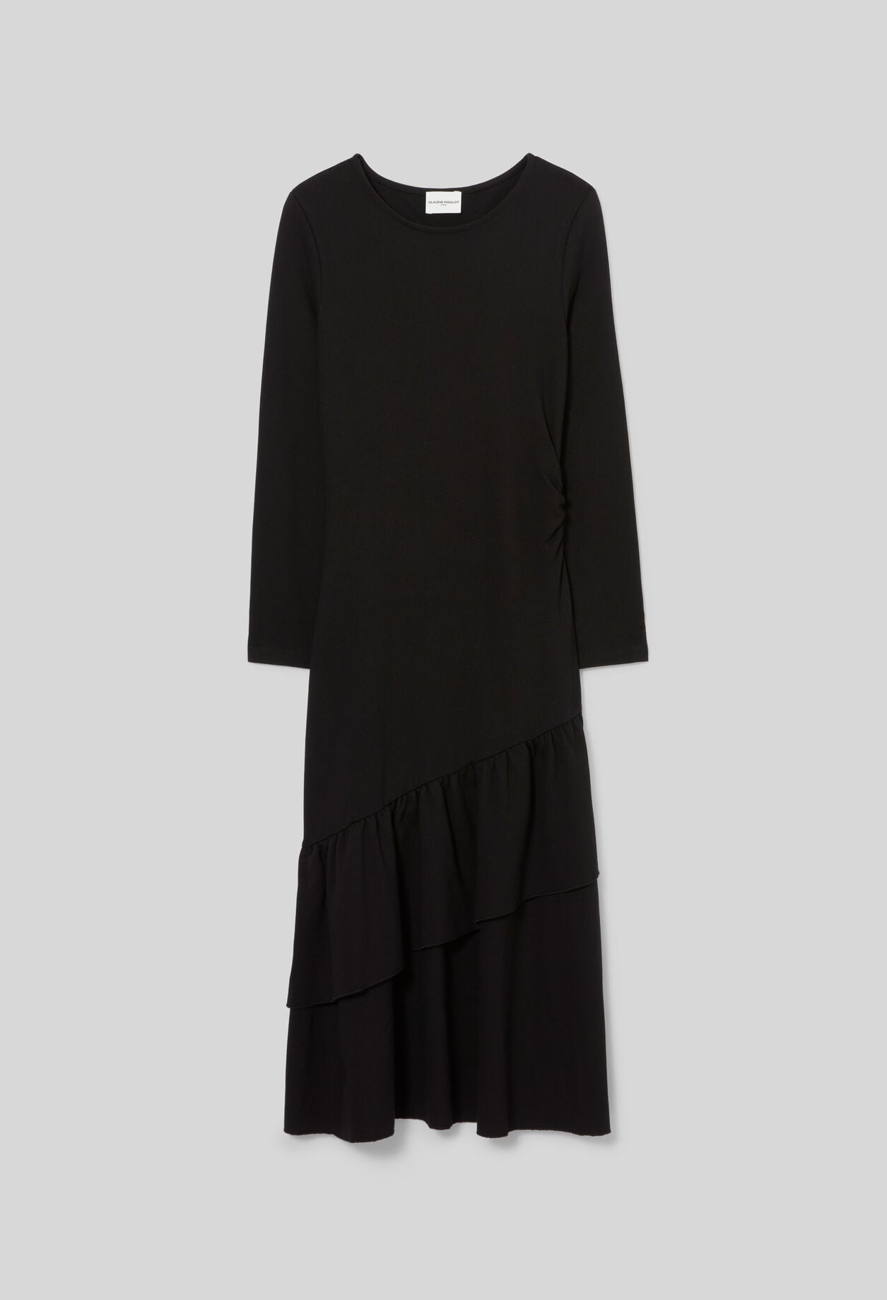 Asymmetrisches Jersey-Volantkleid