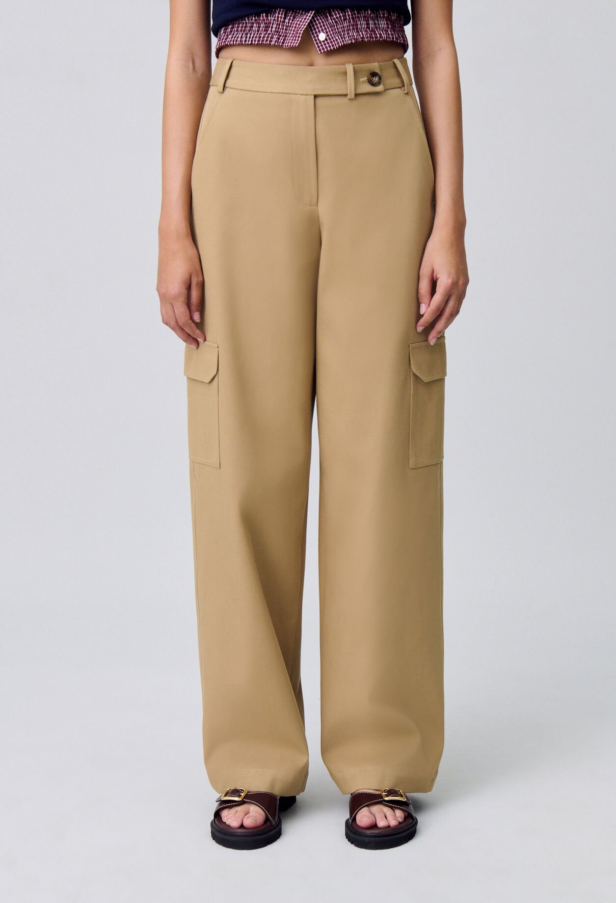 Wide-Leg Straight Cargo Trousers