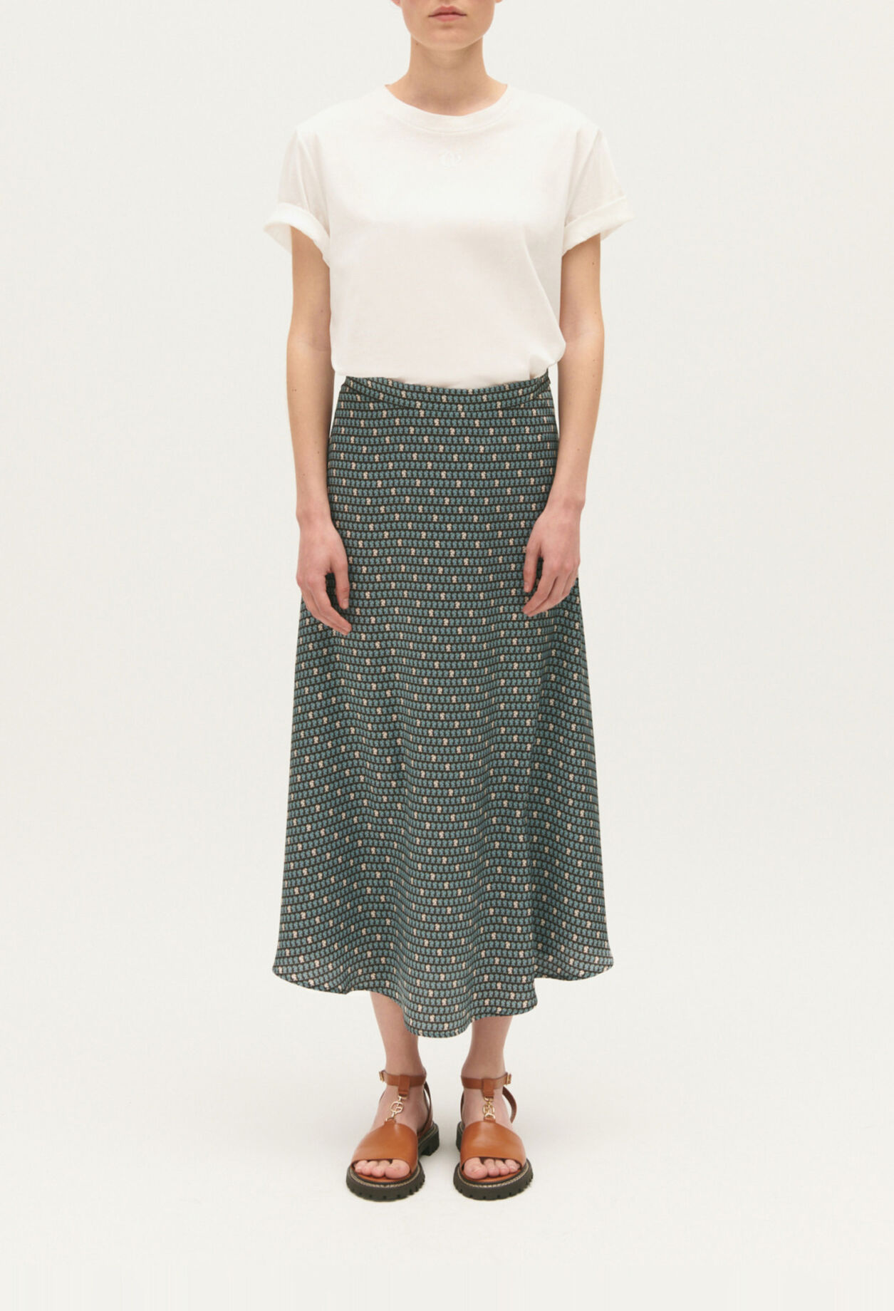Patterned midi skirt