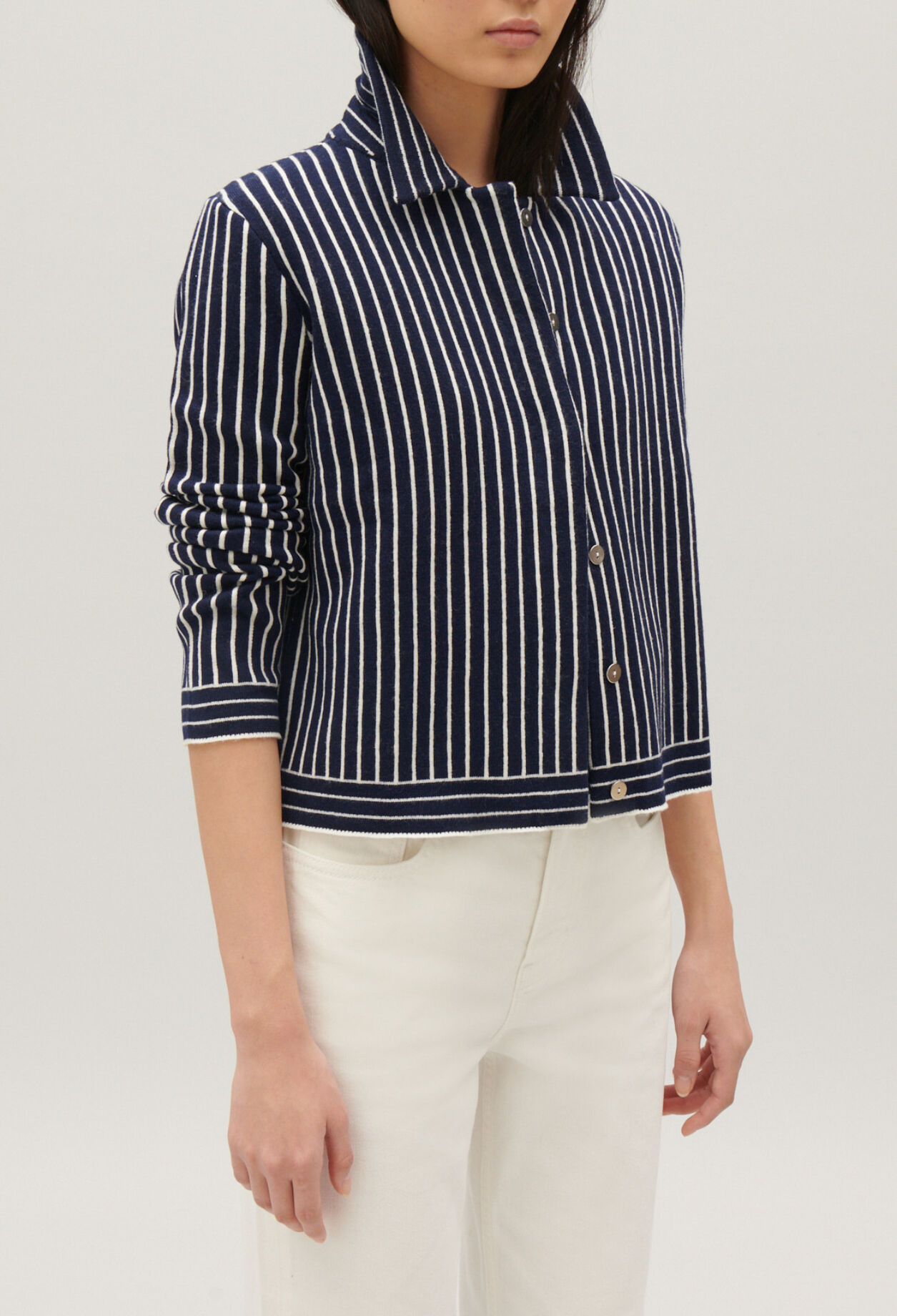 Gestreifter Strick-Cardigan
