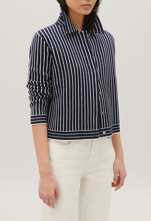 Cardigan maille rayures