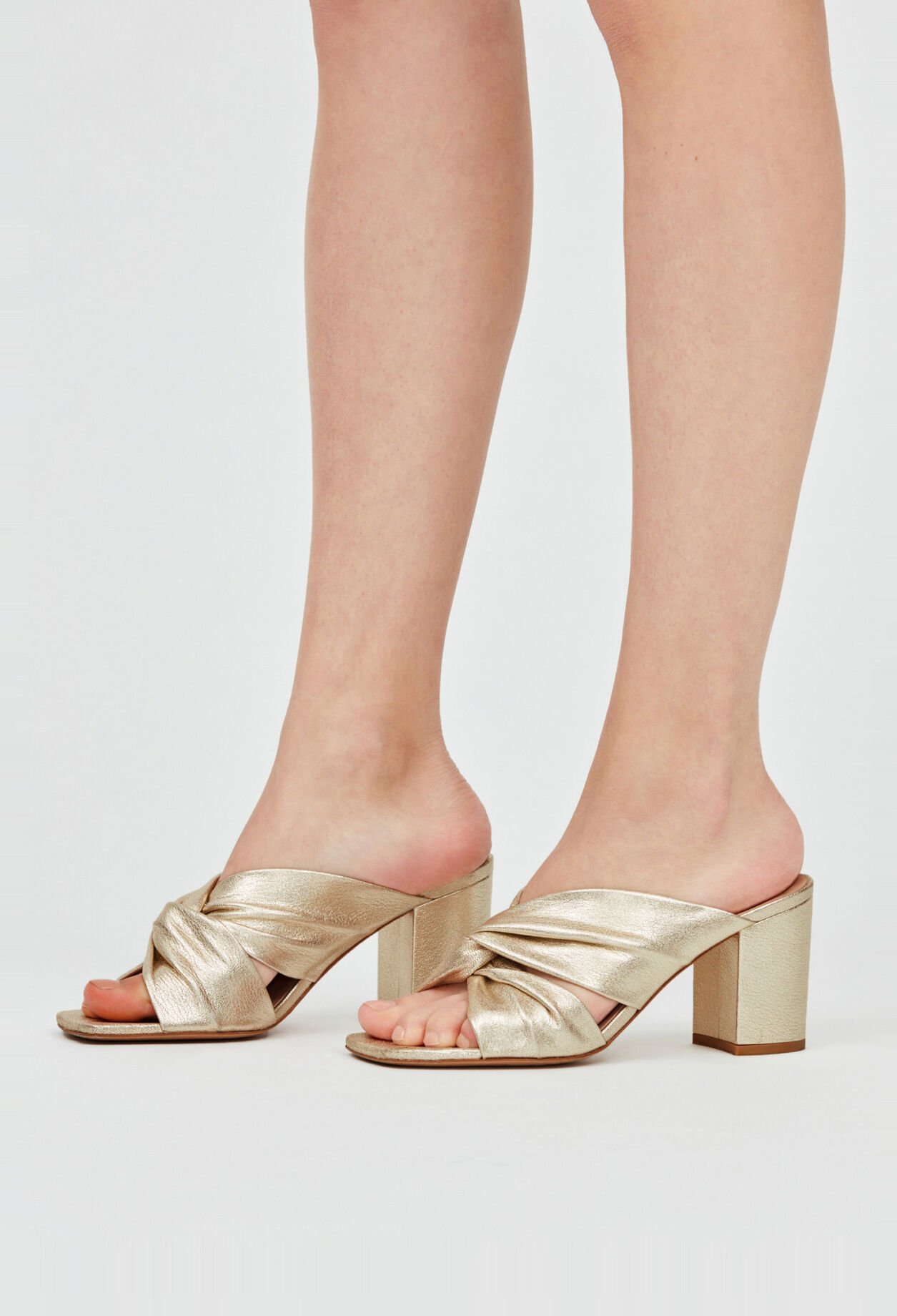Golden leather mules