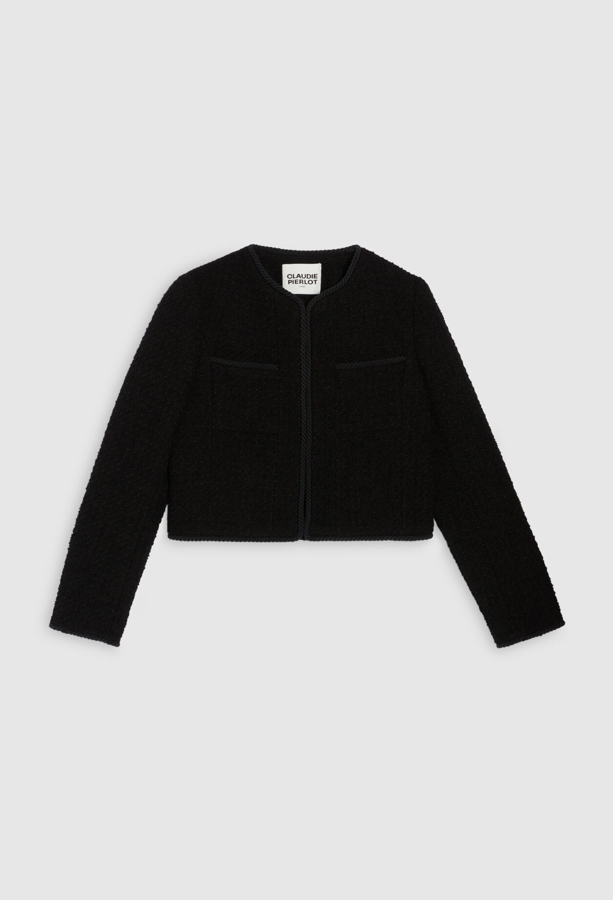 Kurze Tweed-Jacke in Schwarz
