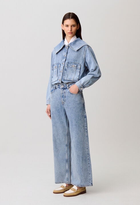 Wide-leg denim jeans
