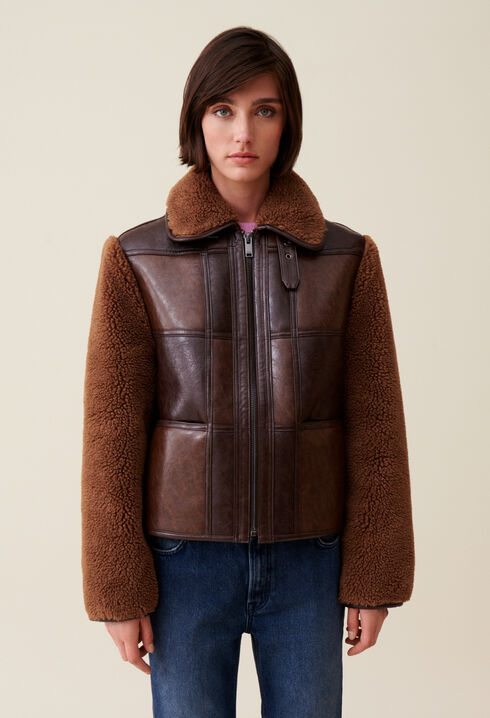 Veste bi-matière courte bicolore