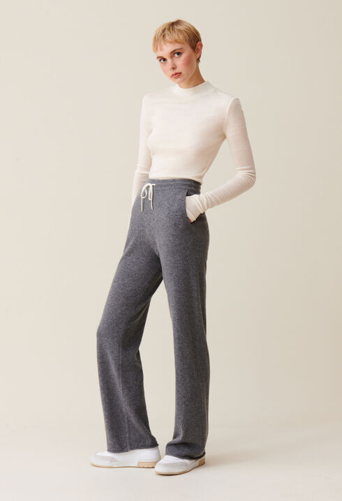 Pantalon fluide cachemire gris