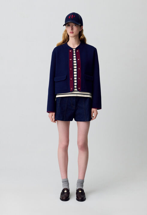 Cardigan épais bicolore