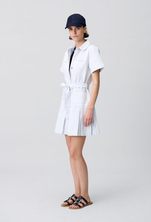 Robe courte denim à plis