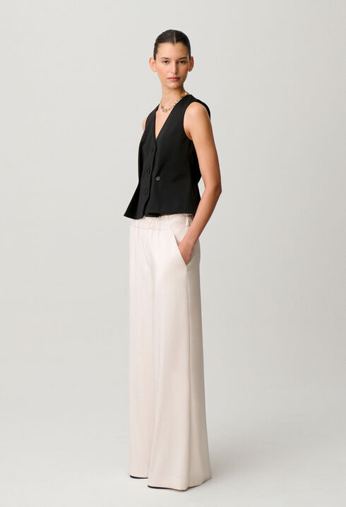 Pantalon fluide satin&eacute;