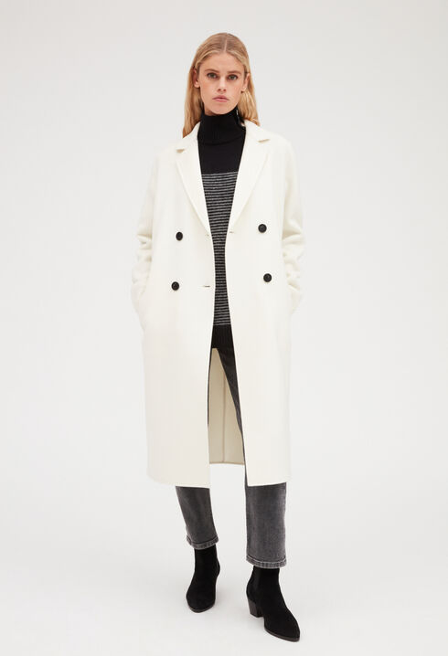 Ecru straight mid-length coat