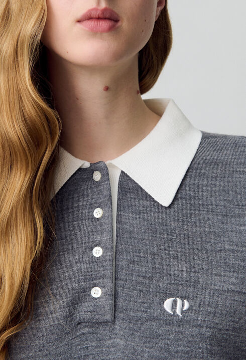 Fine Knit Polo Sweater
