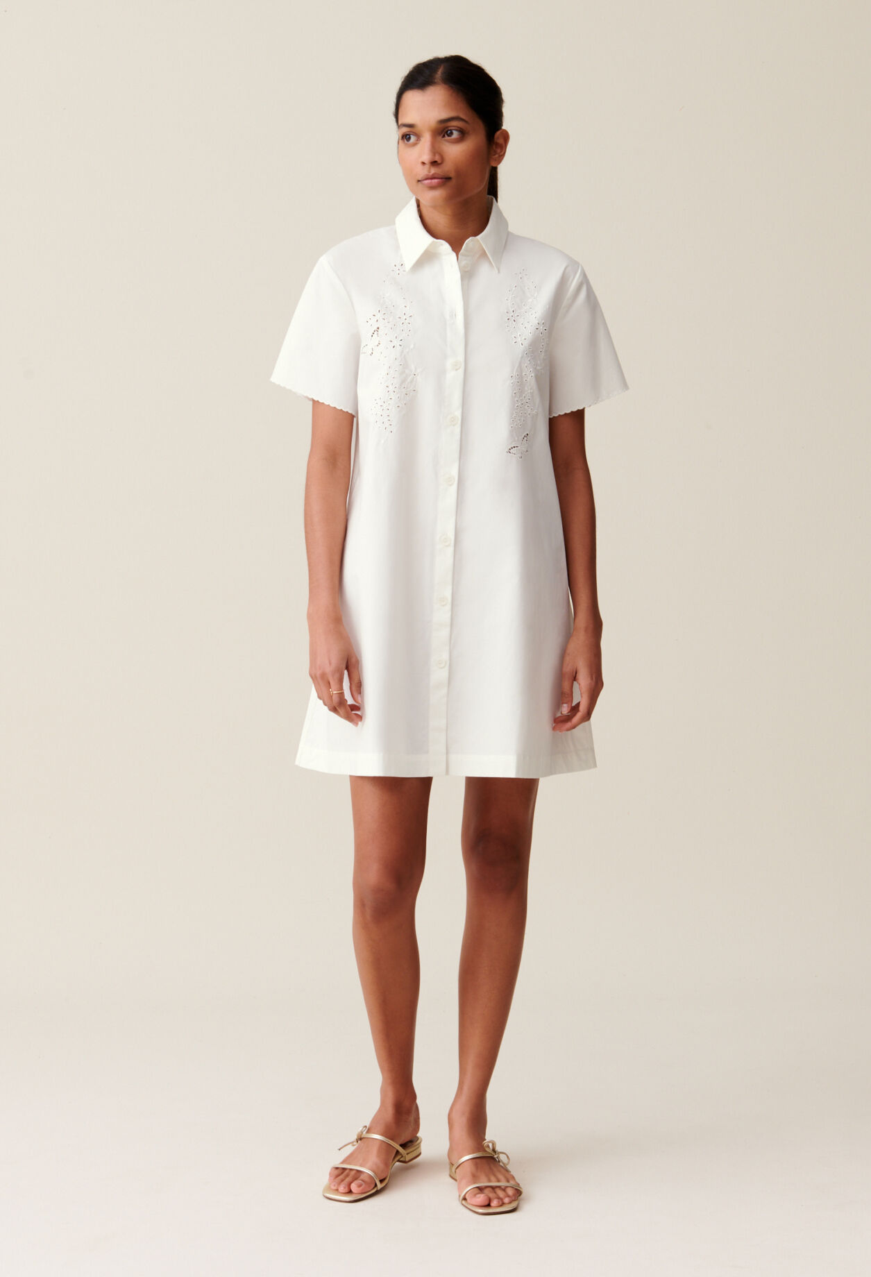 Robe chemise courte brodee pour femme Claudie Pierlot
