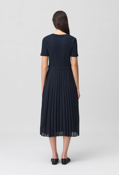 Langes Kleid Teli aus Materialmix