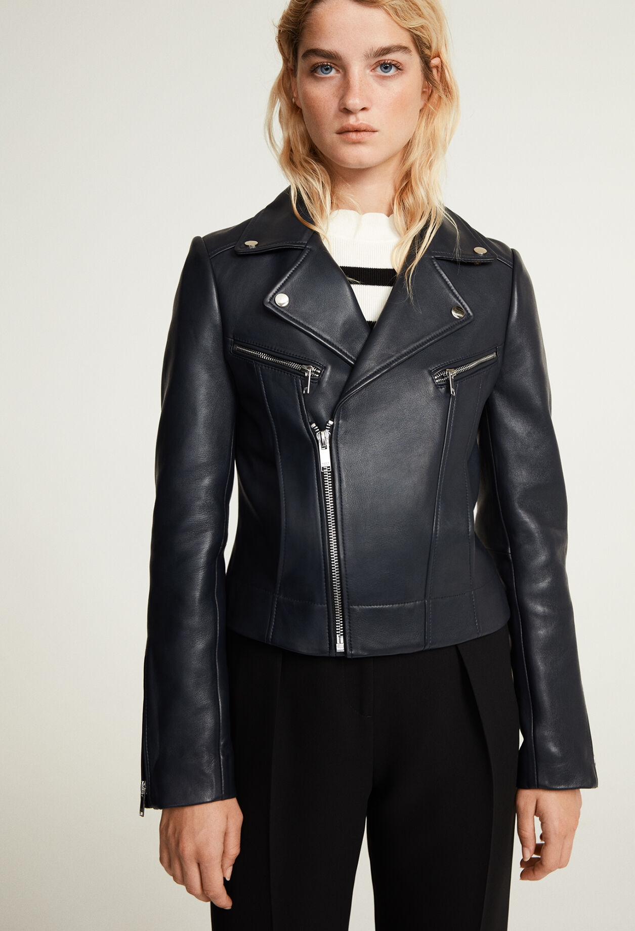 Lederblouson mit Reißverschluss