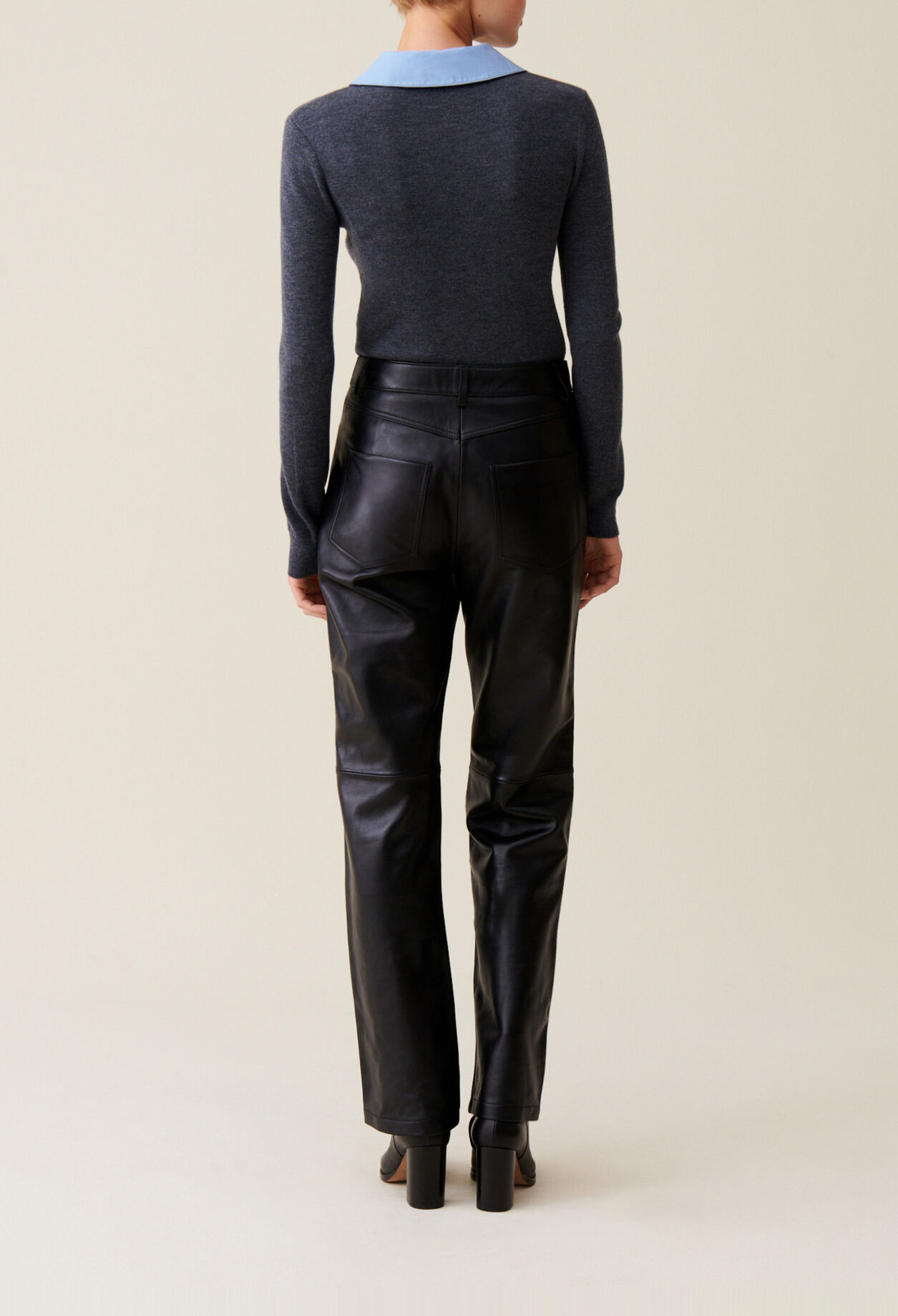 Pantalon droit cuir
