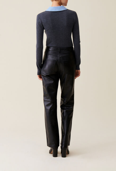 Pantalon droit cuir