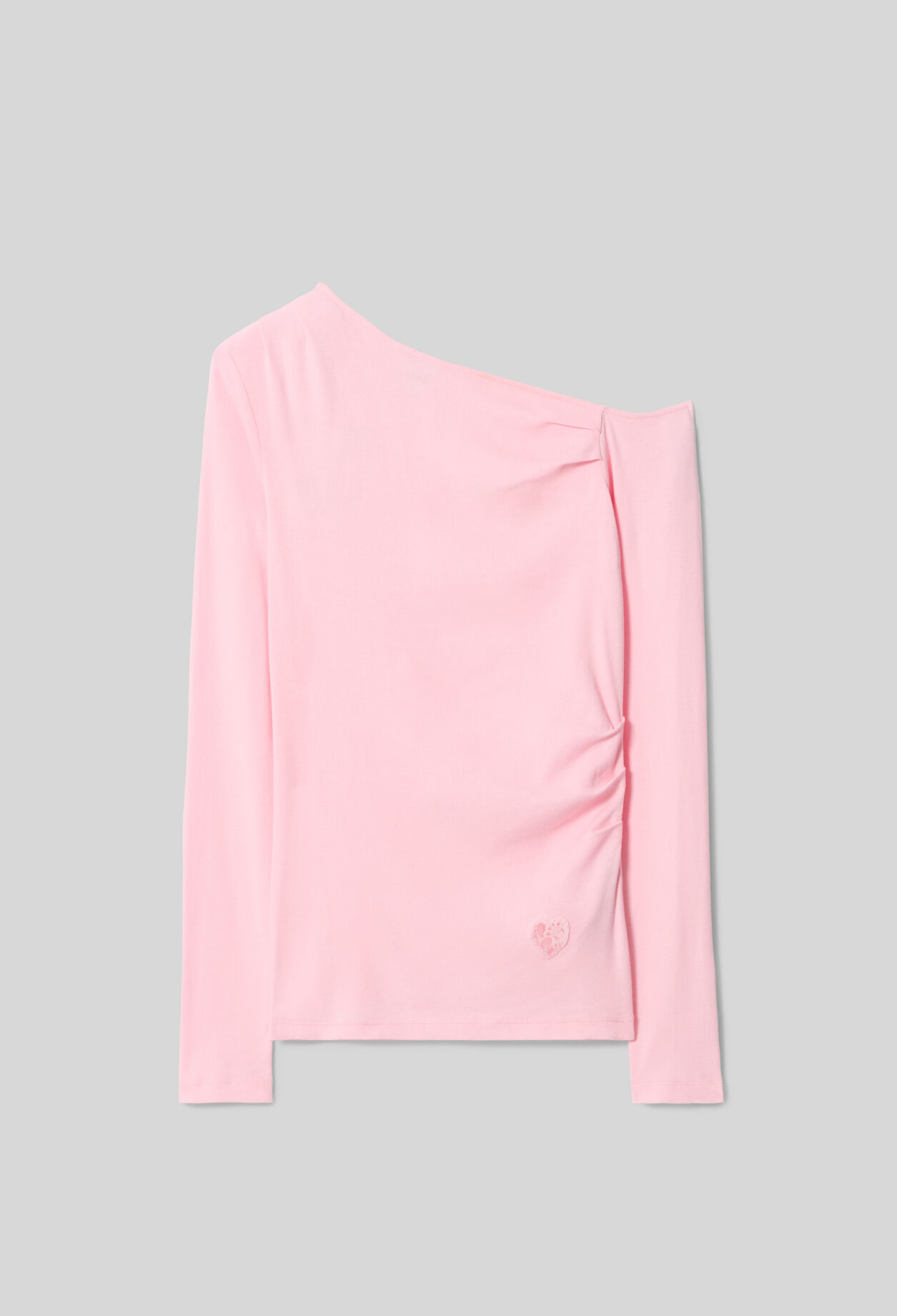 Top rose asym&eacute;trique en coton