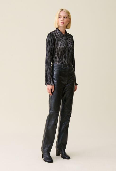 Blouse plissée fluide argentée
