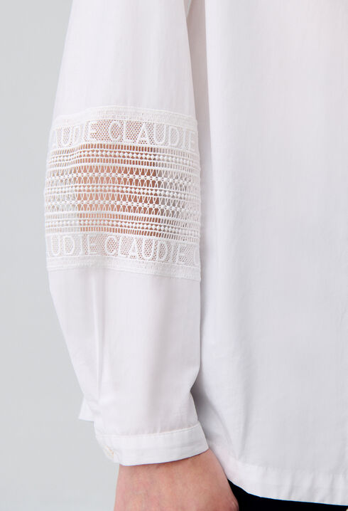 Cotton shirt with frill collar