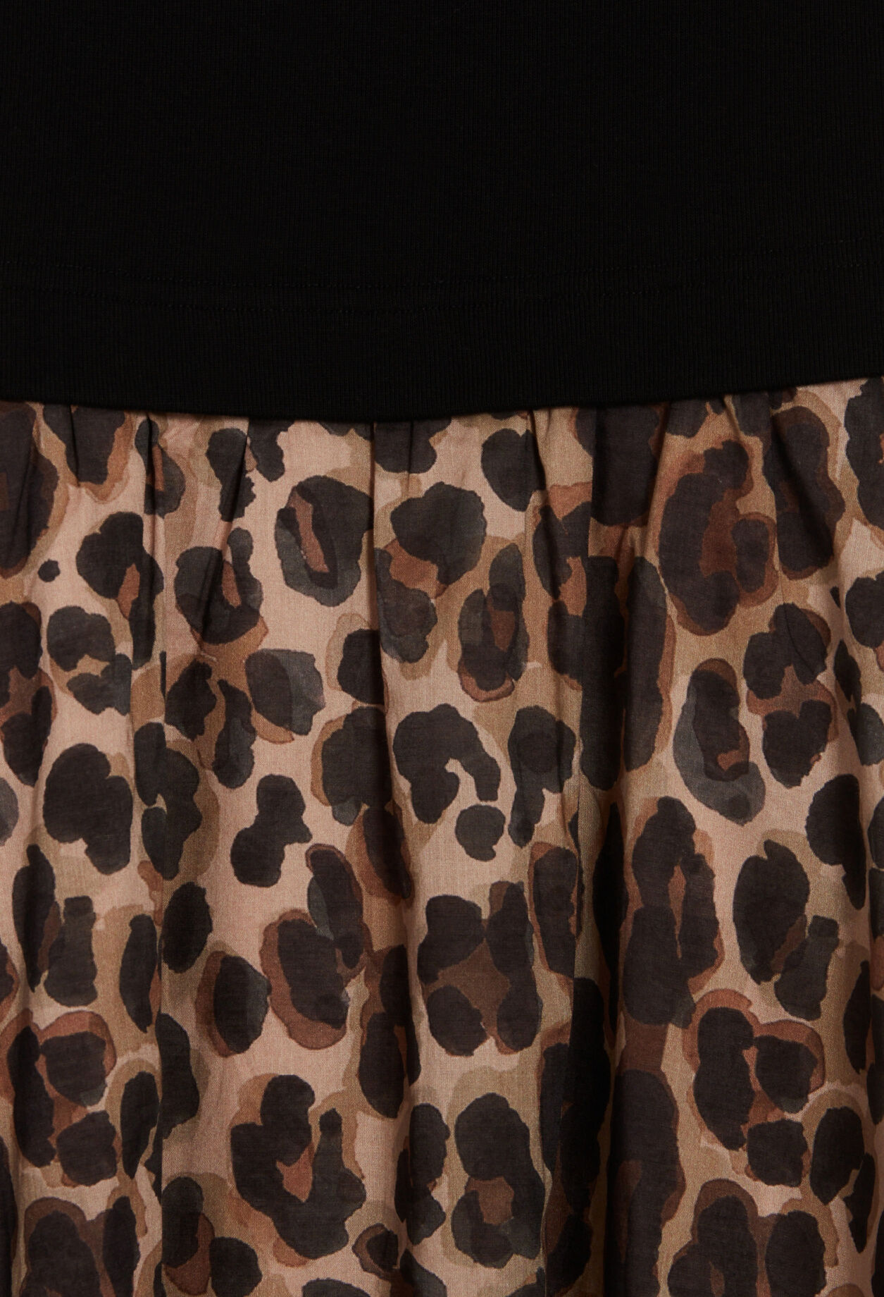 Bi-material leopard midi-dress