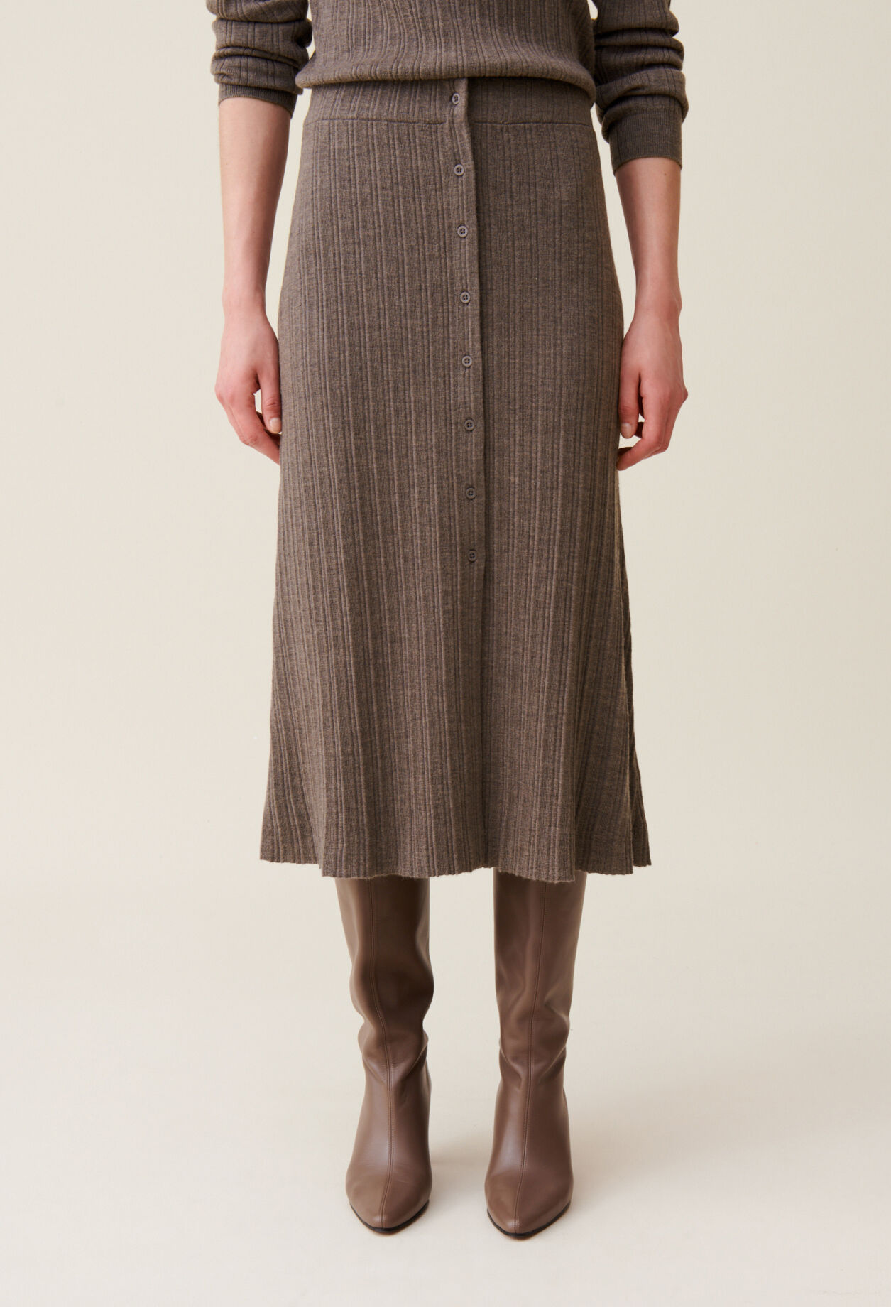 Jupe plissee boutonnee mi longue pour femme Claudie Pierlot