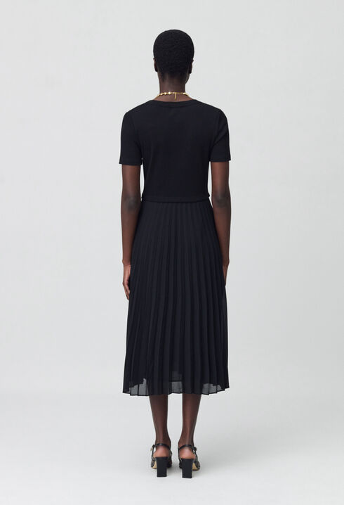 Langes Kleid Teli aus Materialmix