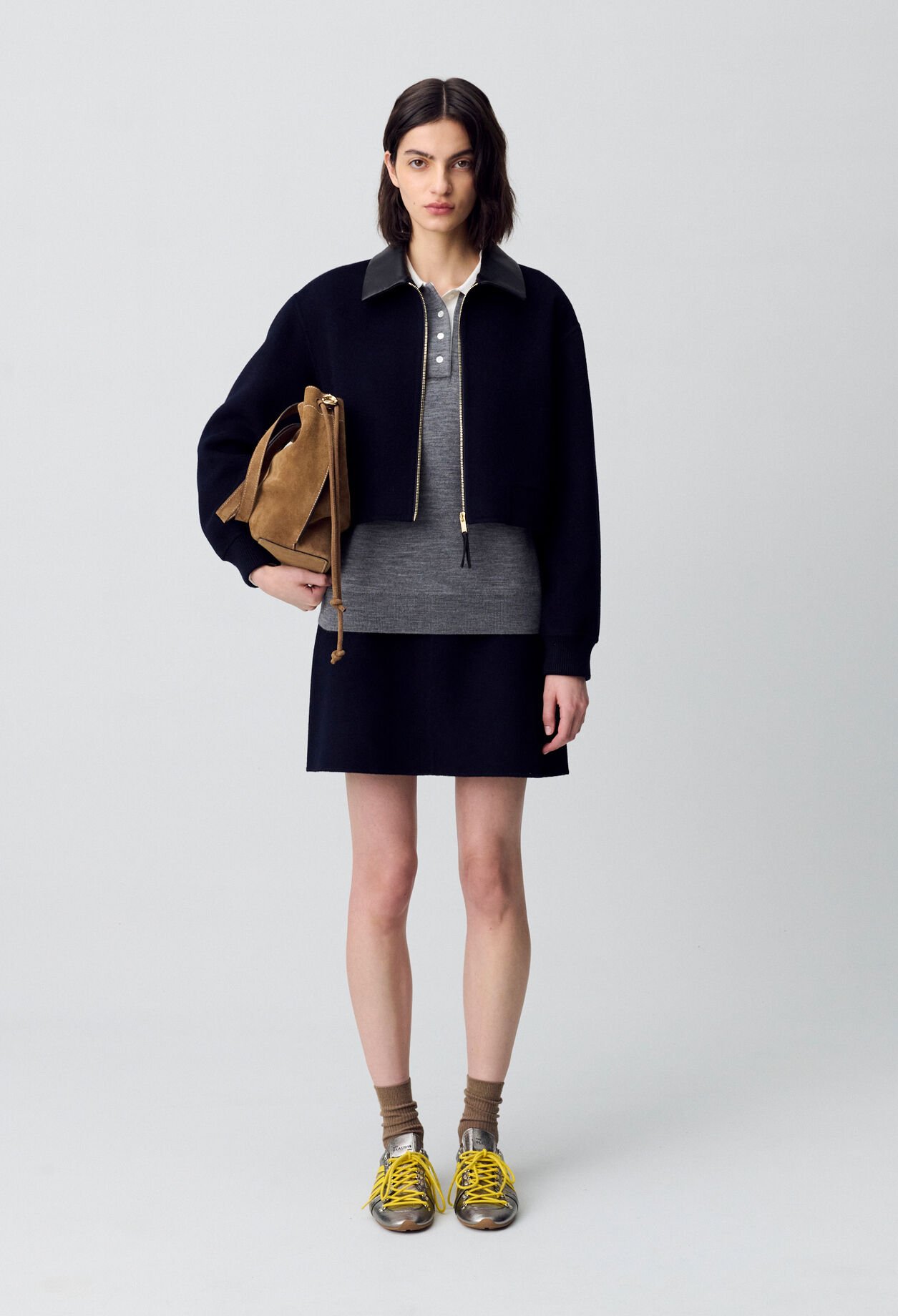 Short Straight Wool Skirt