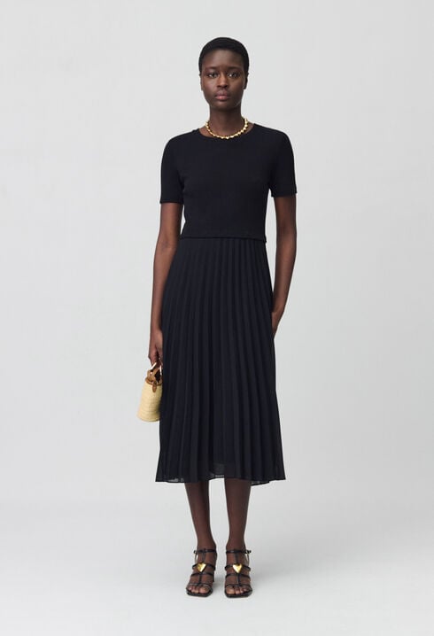 Langes Kleid Teli aus Materialmix