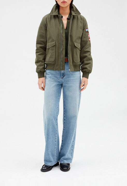 Blouson mit Reißverschluss, khaki