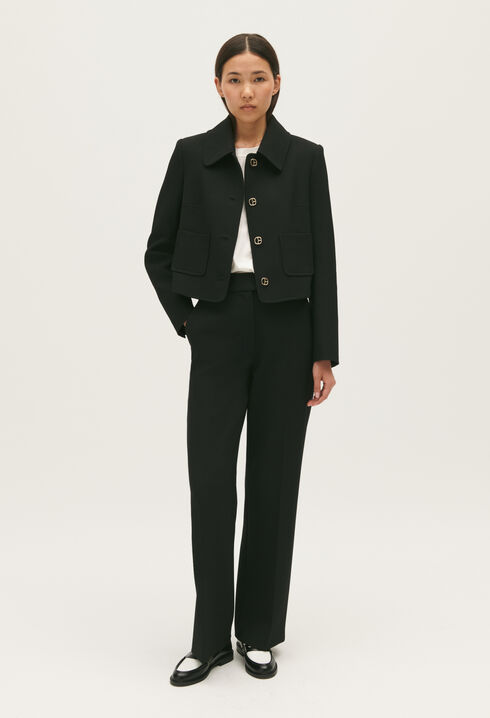 Black cropped suit jacket