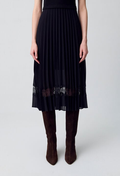 Robe midi Twist bi-matière noire