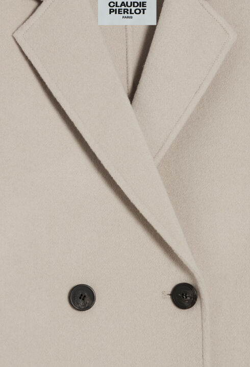 Manteau mi-long laine mélangée beige 