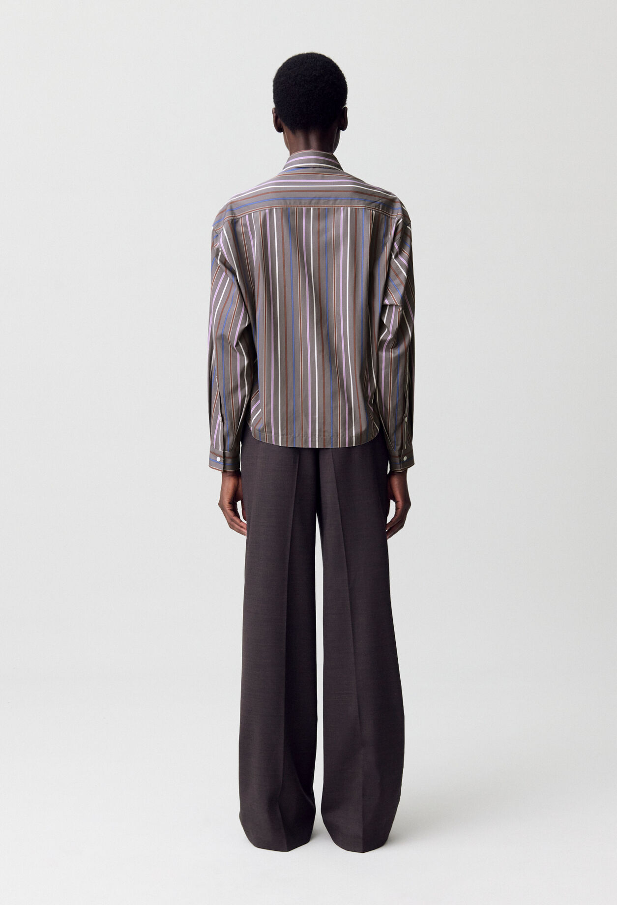 Striped Tie-Neck Blouse