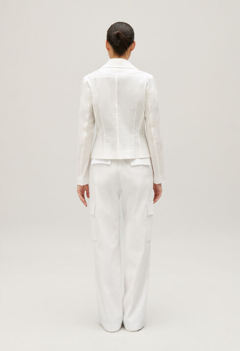 White slim-fit suit jacket