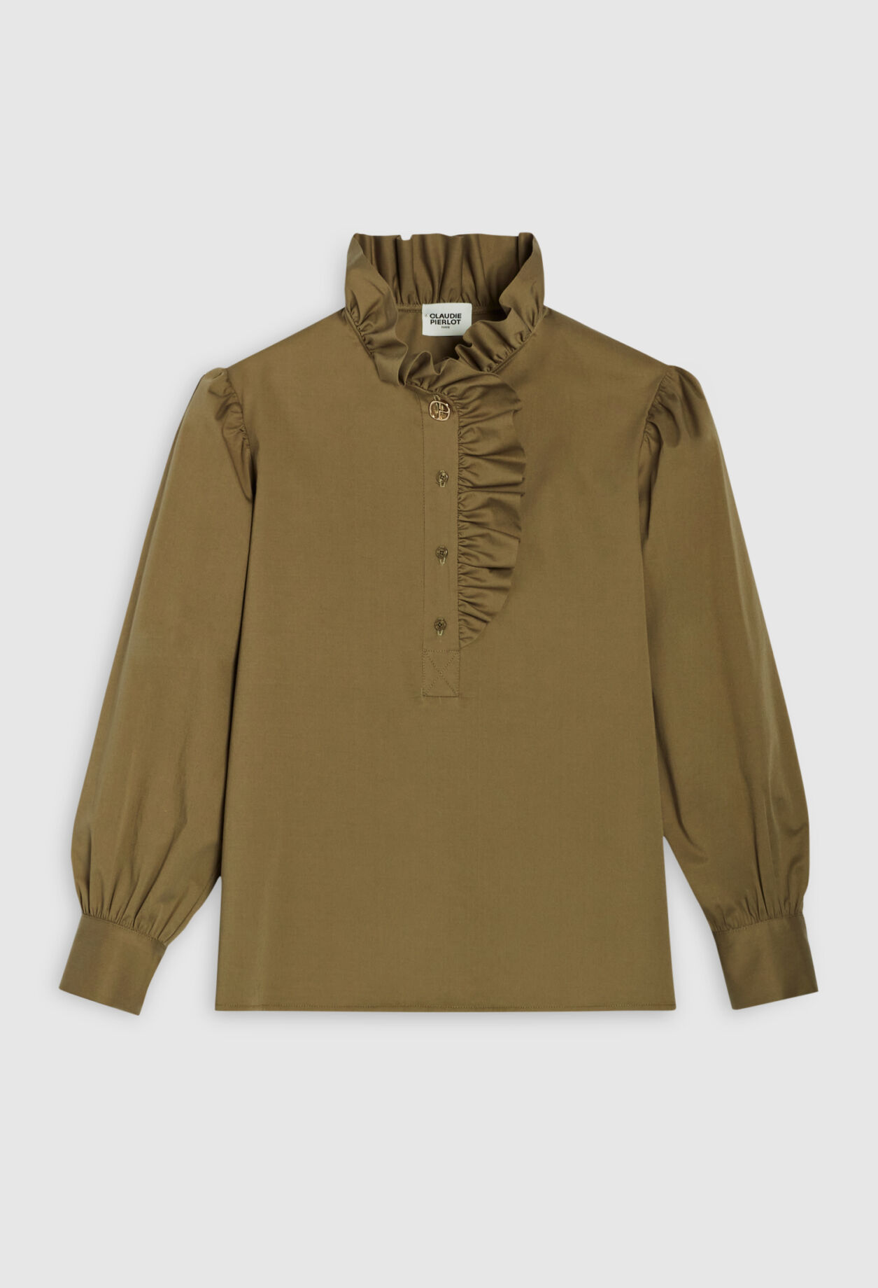 Bluse mit Volants, khakifarben