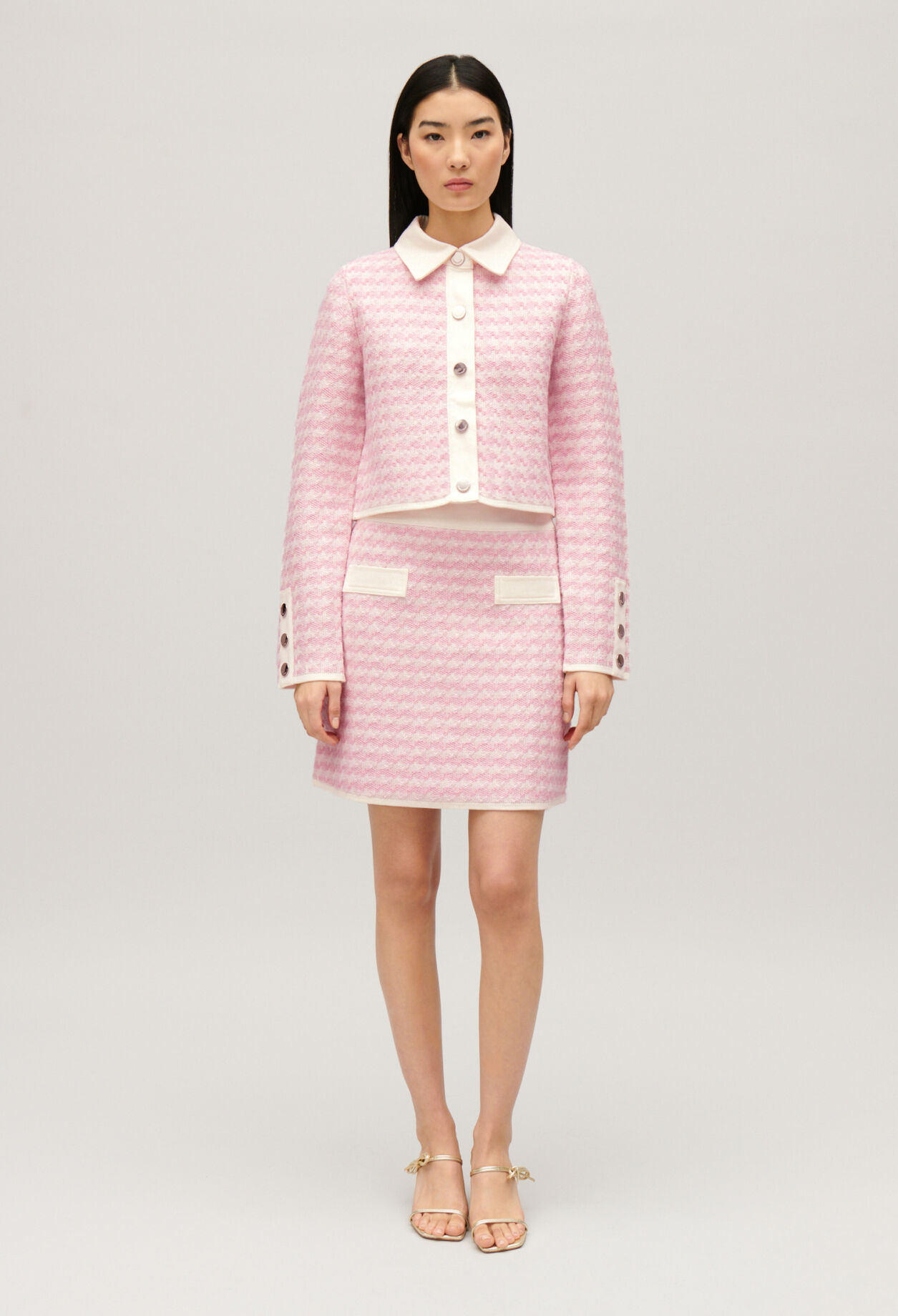 Cardigan en maille bicolore