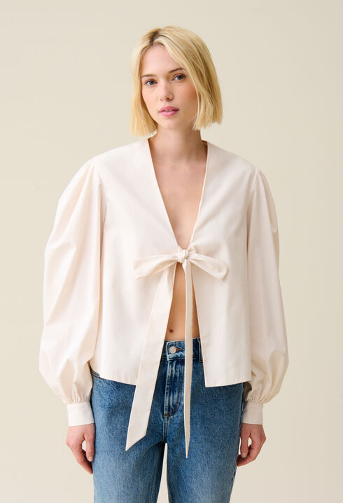 Blouse col V à nouer