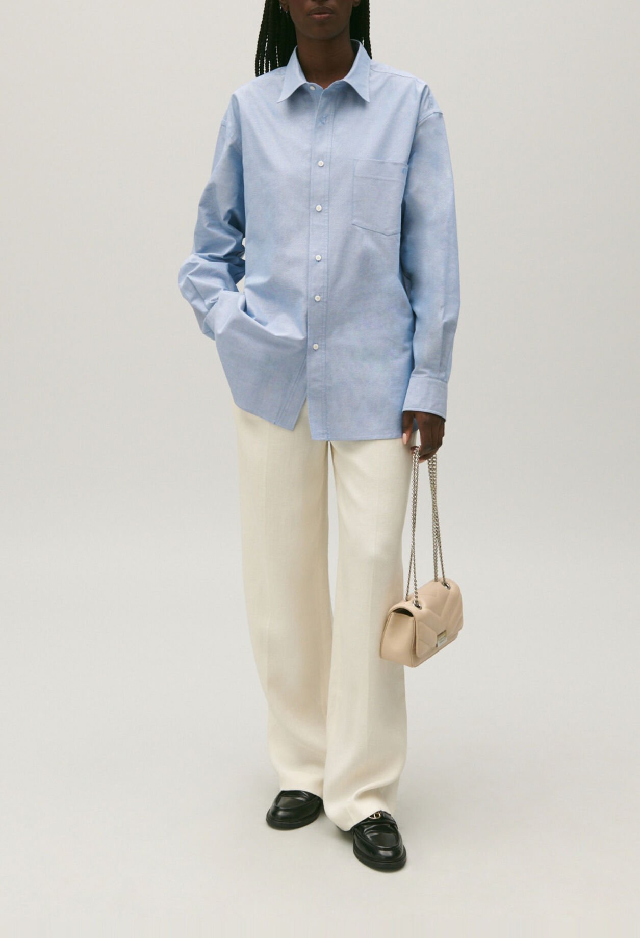 Hemdbluse aus Baumwolle Hellblau