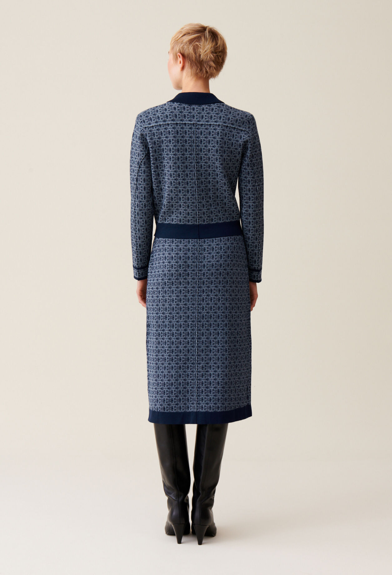 CP-Monogramm-Cardigan Hemdkragen