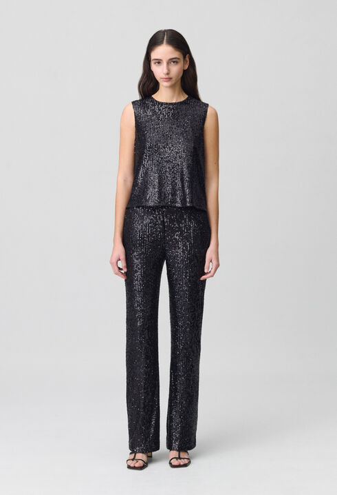 Top à sequins noir