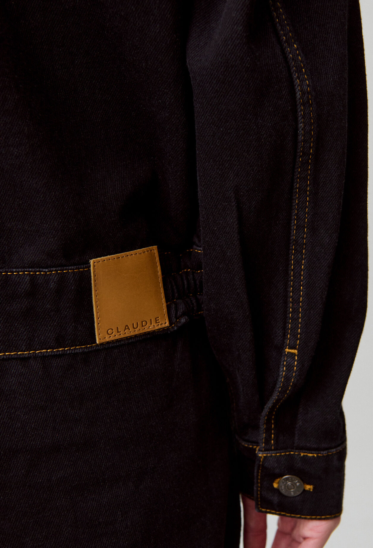 Black denim sailor collar jacket
