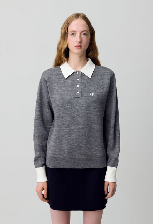 Fine Knit Polo Sweater