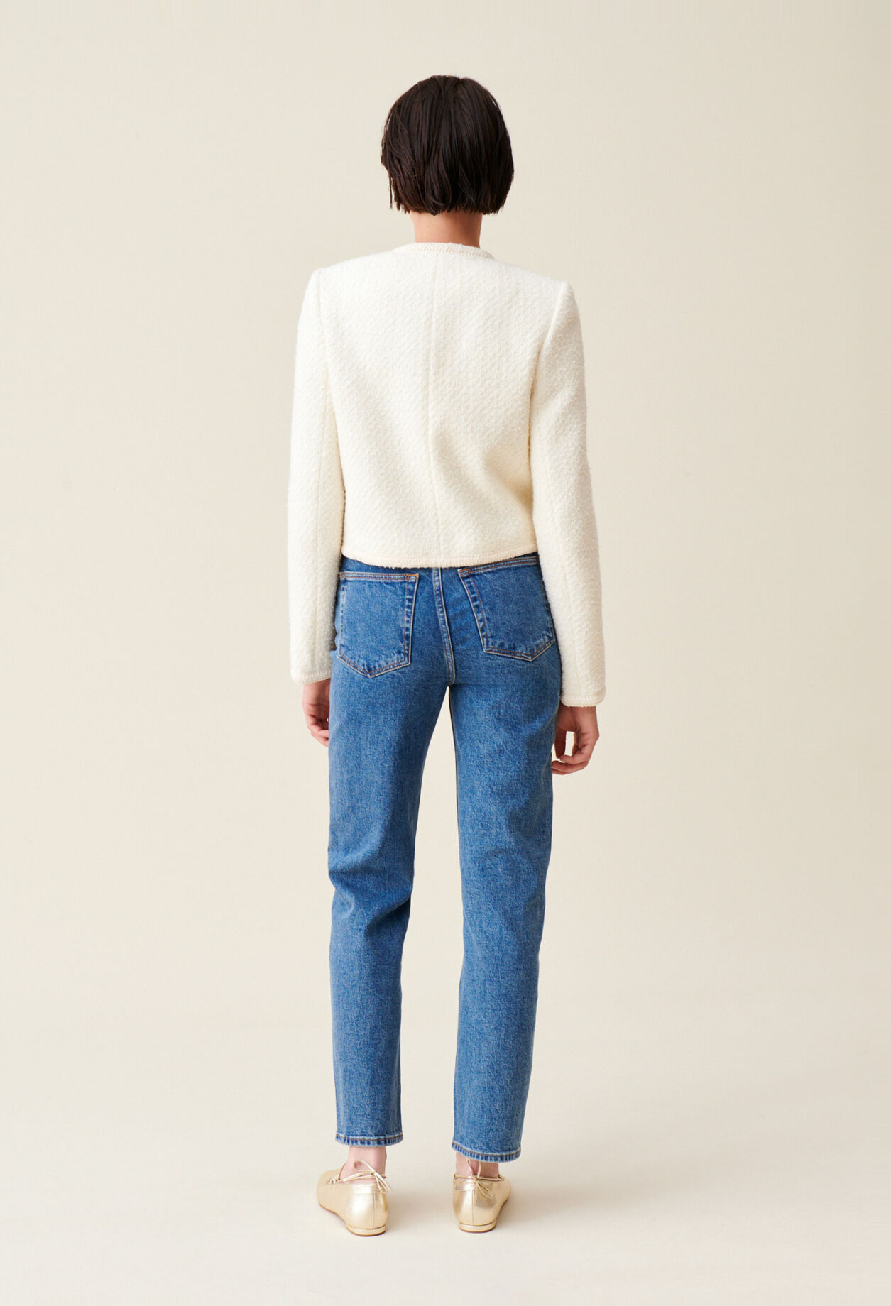 Short ivory tweed jacket 