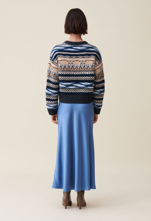 Pull court rayures à motifs