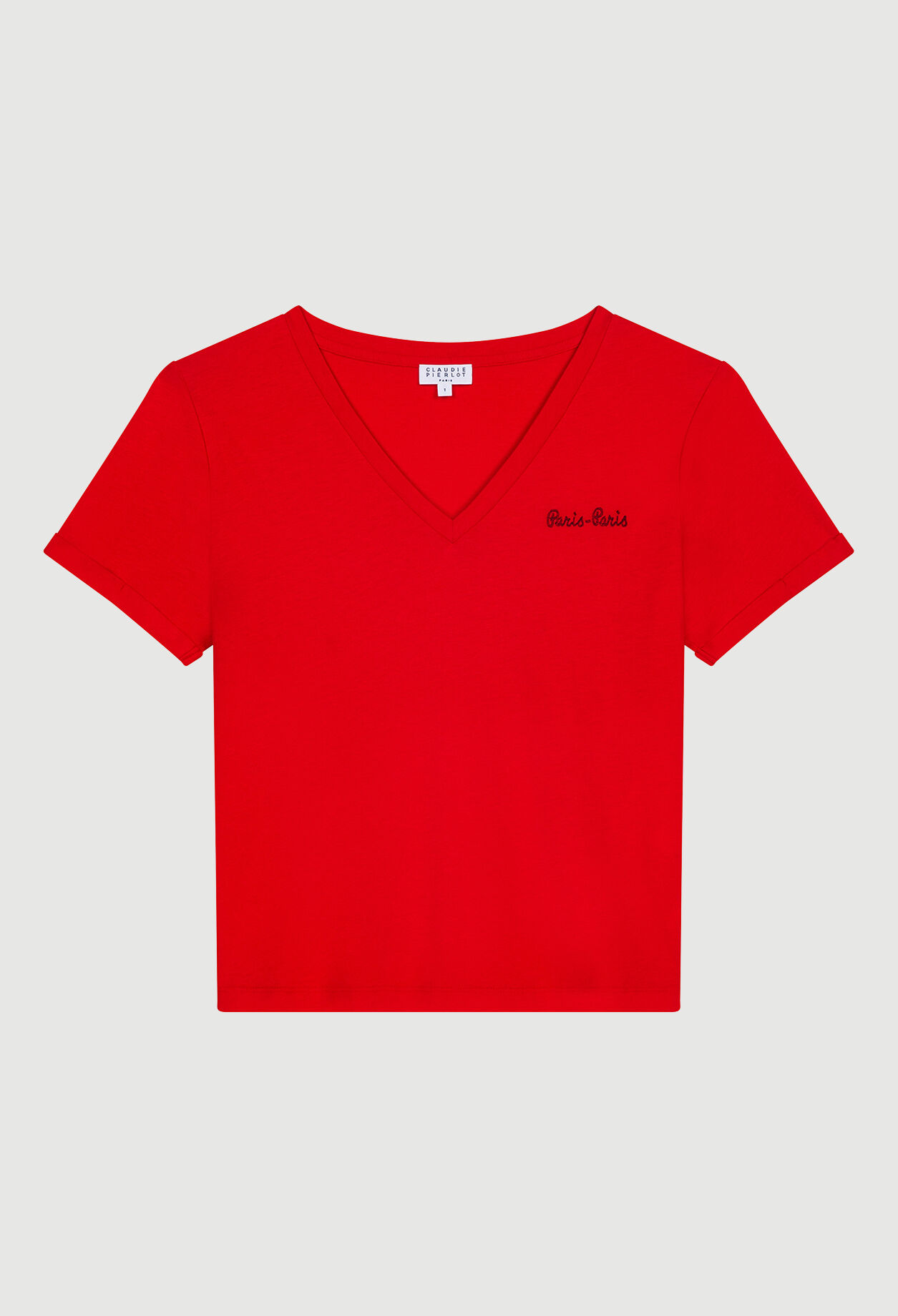 Rotes T-Shirt mit V-Ausschnitt