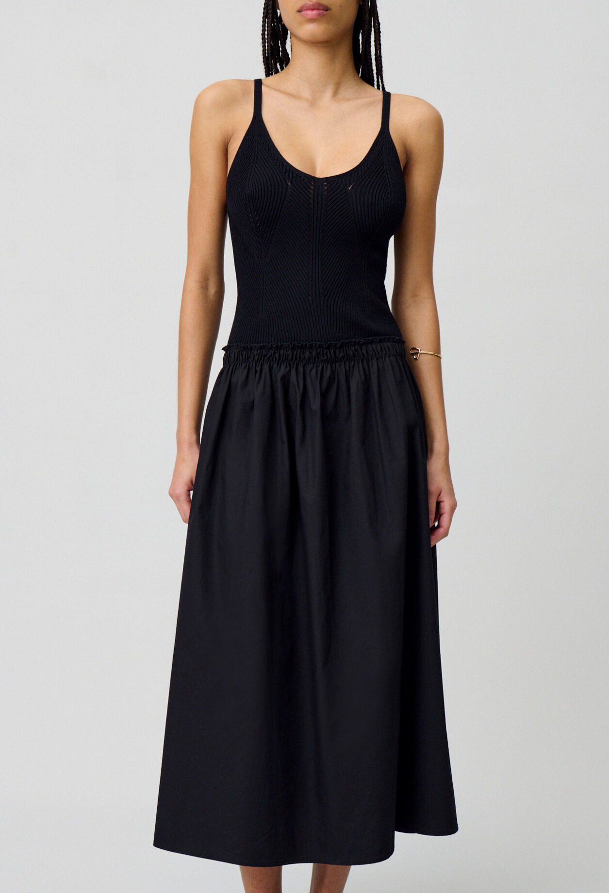 Midi dress with knit bodice